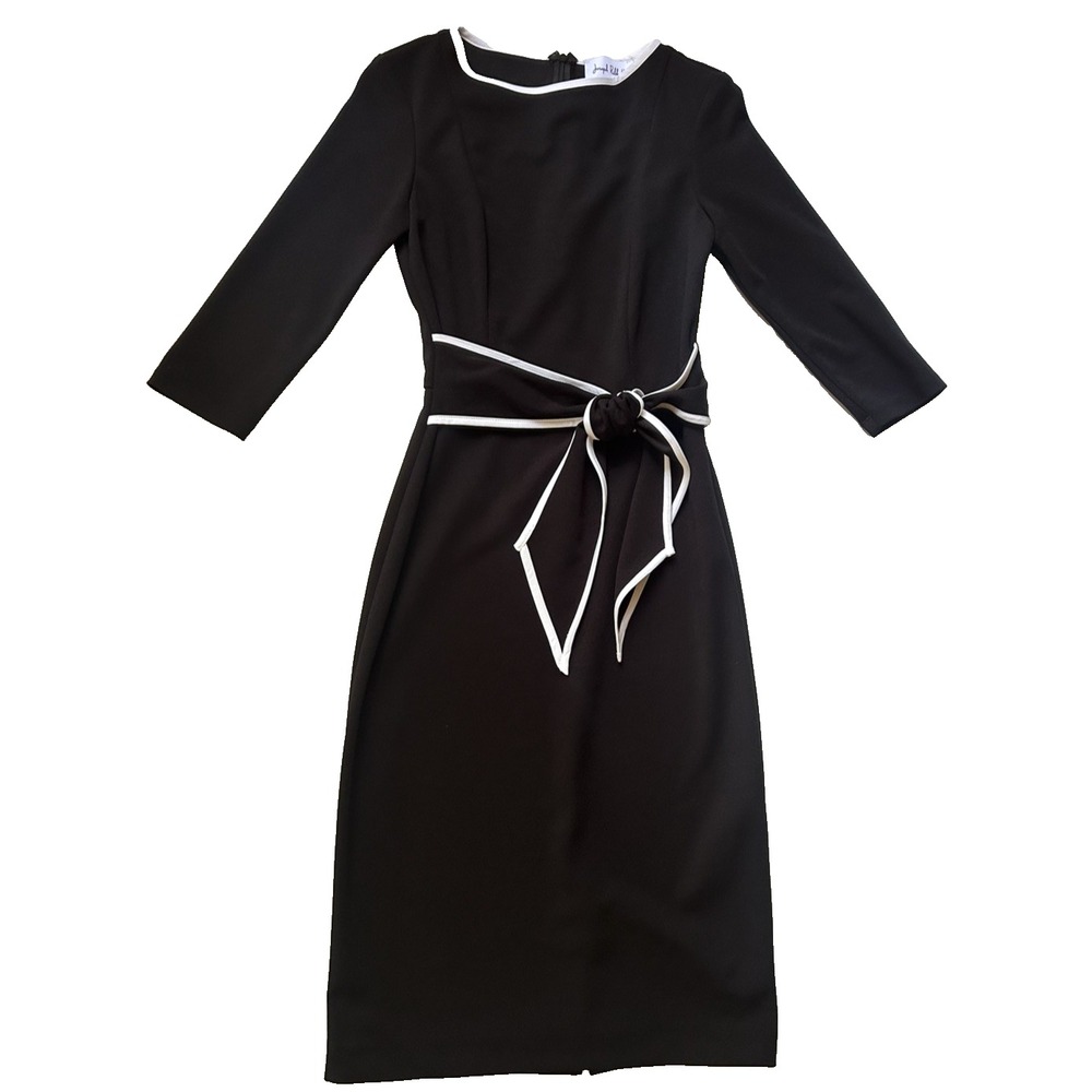 Joseph Ribkoff Classiic Classy Dress Quiet Luxury Belted Sheath Size 4